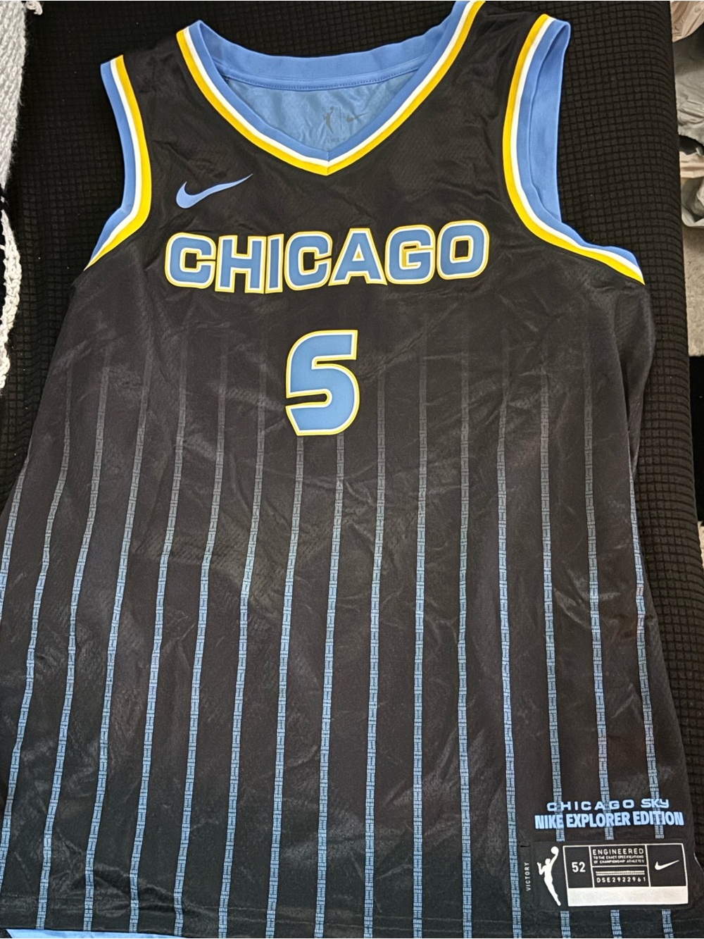 Nike Chicago Sky #5 Black with Light Blue & Yellow Basketball Jersey